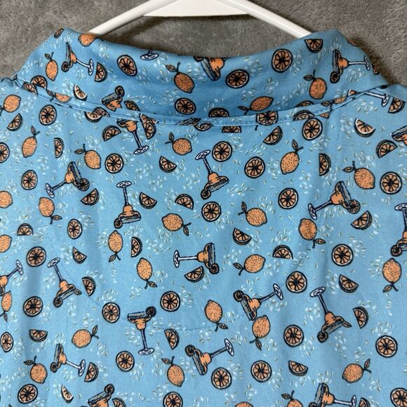 Callaway Opti-Dri Golf Polo Shirt 2XL Blue Print Athletic Stretch Orange Citrus - Picture 3 of 10